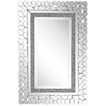 Miroir Mural Rectangulaire avec Cadre Décoratif Argenté Effer Cristaux de Verre 60 x 90 cm Idéal pour Salon ou Chambre Glamour Chic et Moderne Beliani