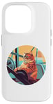 iPhone 14 Pro Cute Orange Fitness Cat on Gym Lifting Bench Case