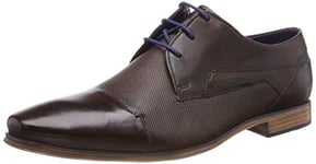 bugatti Homme Chaussure basse business en cuir, Derby avec finition à la main et bout croisé, Brun, 45 EU