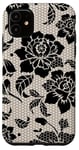 Coque pour iPhone 11 Étui de téléphone esthétique pour iPhone avec mosaïque en dentelle noire