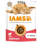 IAMS Complete Dry Cat Food for Adult 1+ Cats with Salmon 800 g