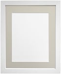 FRAMES BY POST 25mm White Picture Photo Frame with Light Grey Mount 50 x 70cm For Pic Size A2 (Plastic Glass)