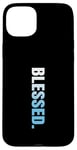 Coque pour iPhone 15 Plus Blue Blessed. Graphique vertical en couleur bleue