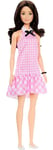 Barbie Fashionistas Doll #224 with Black Wavy Hair, Pink Gingham Dress & Accessories, 65th Anniversary Collectible Fashion Doll, HRH21