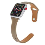 Apple Watch Series 5 40mm aitoa nahkaa oleva ranneke - Khaki Ruskea