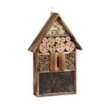 Relaxdays, nature Hôtel à insectes en bois brûlé 50 cm à suspendre abri abeille refuge papillon grillage, 9,5x31x48 cm