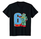 Youth 6 Years Retro Robot Birthday - Kids Robotic Science Gift T-Shirt