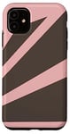 Coque pour iPhone 11 Perspective Marron Pastel Rouge Bandes Optiques