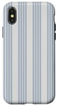 Coque pour iPhone X/XS Motif géométrique rayé blanc et bleu clair