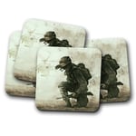 4 Set - Awesome Battlefield Soldier Coaster - War Helicopter Army Gift #15864