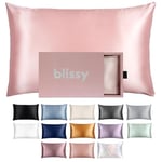 Blissy Silk Pillowcase - 100% Pure Mulberry Silk - 22 Momme 6A High-Grade Fibers - Satin Pillowcase for Hair & Skin - Regular, Queen & King Size Silk Pillow Case with Hidden Zipper - Moisture Wicking