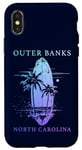 Coque pour iPhone X/XS Outer Banks North Carolina Surf Planche de surf vintage