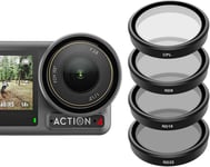 4 Pack filtres d'objectif de caméra pour DJI Osmo Action 4 Action 3, CPL ND32 ND16 ND8 Polarisant Neutral Density HD Filter Lens Housse de Protection pour DJI Action Accessoires.[G796]