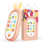 Richgv Téléphone Portable pour Enfant Jouet, Smartphone bébé Bilingue, Jouet Musical d'Eveil Convient aux bébés de Plus de 6 Mois(Rose)