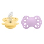 BIBS® Smokk Infinity anatomisk spene 0-6 måneder Pale Butter/Violet Sky 2 stk.