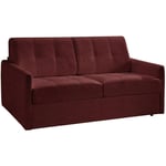 Canapé convertible CUBE en microfibre bordeaux couchage 120cm express sommier lattes matelas 16 cm