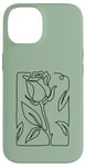 Coque pour iPhone 14 Roses noire abstraite dessin minimaliste Line Art