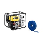 MSW Bensindriven vattenpump - 6,5 hk / 3600 varv/min Med plattslang 2" 20 m 0–6 bar