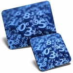 Mouse Mat & Coaster Set - Blue Number Art Maths Physics  #12331