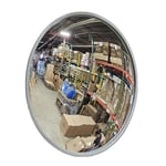 18” Acrylic Outdoor Convex Mirror with Plastic Back, Round Outdoor Security Mirror for The Garage Blind Spot, Store Safety, Warehouse Side View, and More, Circular Wall Mirror for Personal or Office