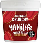 ManiLife Deep Roast Crunchy Peanut Butter, 900g Tub - Rich and Intense Vegan Peanut Butter Made from Single Origin Grade-A Argentine Peanuts - No Palm Oil, No Added Sugar, No GMOs