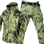 (4xL-Green Camo Suit)Huomaa, että nimikkeemme alkavat värillä ja koolla. Jos tarvitset eri väriä tai kokoa, ilmoita haluamasi väri tai koko.Armeijan SoftShell Tactical Vedenpitävät Takit Miesten Hupparit Military Combat Verryttelypuku Kalastus Retkeily Ki