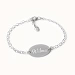 Oval barn armband med gravyr - Silver