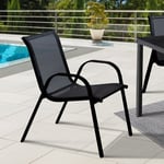 Lot de 6 chaises de jardin lyma métal et textilène empilables noires - Noir