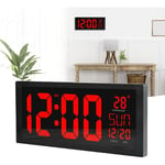 Gojoy - Réveil numérique led - Horloge murale de bureau éternel - Calendrier électronique avec température et date - Pour maison, bureau, restaurant,