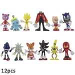 12 st Sonic Actionfigurer för Barn och Vuxna, Cartoonfigurer, Leksaker, Tårta Topper, Samlarobjekt, Modelldocka, Lekset, Skrivbordsdekorationer, Presenter