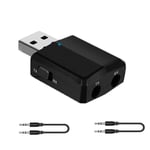 USB Bluetooth 5.0 -lähetinvastaanotin 3 in 1 EDR-sovitin televisioon PC-kuulokkeet Mini 3,5 mm AUX-stereo langaton Bluetooth-sovitin