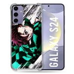 Cokitec Coque Renforcée pour Samsung Galaxy S24 Manga Demon Slayer Tanjiro