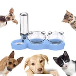 NC Double Gamelle Chat et Chien Surélevée, 3 en 1 Distributeurs Automatique d'eau et Nourriture pour Animaux de Compagnie, Inclinable à 15°Bol Anti-Vomissements Anti-déversant, pour Chats et Chiots