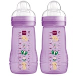 MAM Babyflaske Easy Active ™ 270 ml, katt / sommerfugl i dobbel pakke