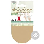 Filodoro Set 6 salvapiede Coton 39 – 42 Nature 2 Paires Chaussettes Collants pour Femme, Multicolore, Unique