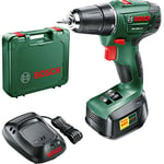 Bosch PSR 1800 LI-2 Cordless Lithium-Ion Drill Driver Featuring Syneon Chip, 1.5 Ah (with 1 x 18 V Battery)