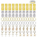 140 Pieces Hair Jewelry Rings Clips Aluminum Dread Locks Adjustable Hair Cuffs