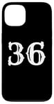 Coque pour iPhone 13 Numéro 36 en blanc grand caractères gras style américain occidental