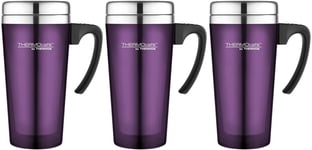 3x Thermos ThermoCafé Translucent Stainless Steel Travel Mug Cup 420ml - Purple