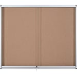 Bi-Office Exhibit Indoor Lockable Notice Board Non Magnetic 12 x A4 Wall Mounted 96.7 (W) x 92.6 (H) cm Brown