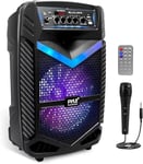 Pyle, Portable PA Speaker, Bluetooth- Loudspeakers, 600W Rechargeable w/ 10” Subwoofer 1” Tweeter, Pa System w/Wireless Microphone, Dj Speakers, w/Recording Function/Mic Input/Lights/USB/SD/Radio