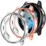 Dirrelo Compatible with Samsung Galaxy Watch Active 2 Screen Protector 44mm, 3 Pack Soft All-Around Anti-Scratch Bumper Protective TPU Case for Samsung Galaxy Watch Active 2, Black+Silver+Rose Gold