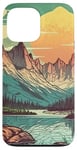 Coque pour iPhone 13 Pro Max Rocky Mountain Lake Vintage Paysage graphique