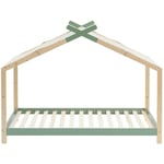 Homifab - Lit cabane 90x190 en pin massif vert avec sommier - Charly