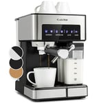 Klarstein Petite Cafetiere avec Mousseur de Lait, 1.8L, Machines à Café et expresso 20 Bar, Electrique Acier Inoxydable 1350W Café Moulu, Qualite Barista