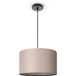 Plafonnier Salon Suspension Table à Manger Salle à Manger E27 Uni Tissu Lampe à suspension - Noir, Beige (Ø38 cm) - Paco Home