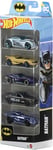 Hot Wheels Batman Toy Car 5-Pack, Set of 5 1:64 Scale Die-Cast Batman-themed Vehicles Including the Batmobile, JDR18