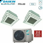 Daikin - bluevolution inverter dual split cassette climatiseur ffa-a 9+12 avec 2mxm50m9 r-32 wi-fi en option avec grille blanche incluse 9000+12000