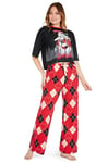 DC Comics Harley Quinn Ensemble de Pyjama Femme Long, Doux et Respirant - Cadeaux Femmes (Noir/Rouge, XL)