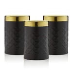 Swan SWKA17523BLKN Gatsby Set of 3 Kitchen Canisters, Tea Coffee Sugar, Black, One Size